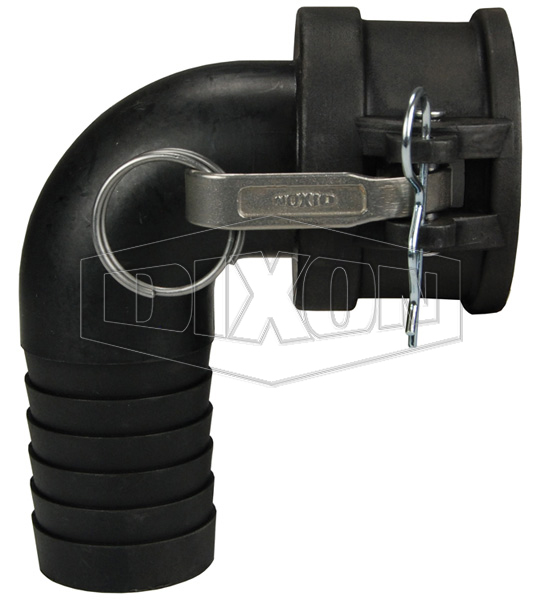Polypropylene Cam & Groove Type C 90° Elbow Coupler x Hose Shank